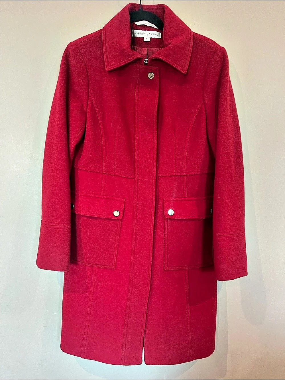 Larry Levine Wool Blend Red Coat Size 8